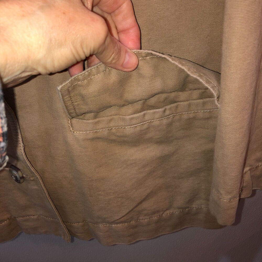 Eddie Bauer Womens Size XL Tan Canvas Chore Jacket Flannel Lined Field Barn Coat - Picture 4 of 10